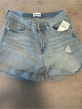 Abound Light Blue Distressed High-Rise Denim Shorts